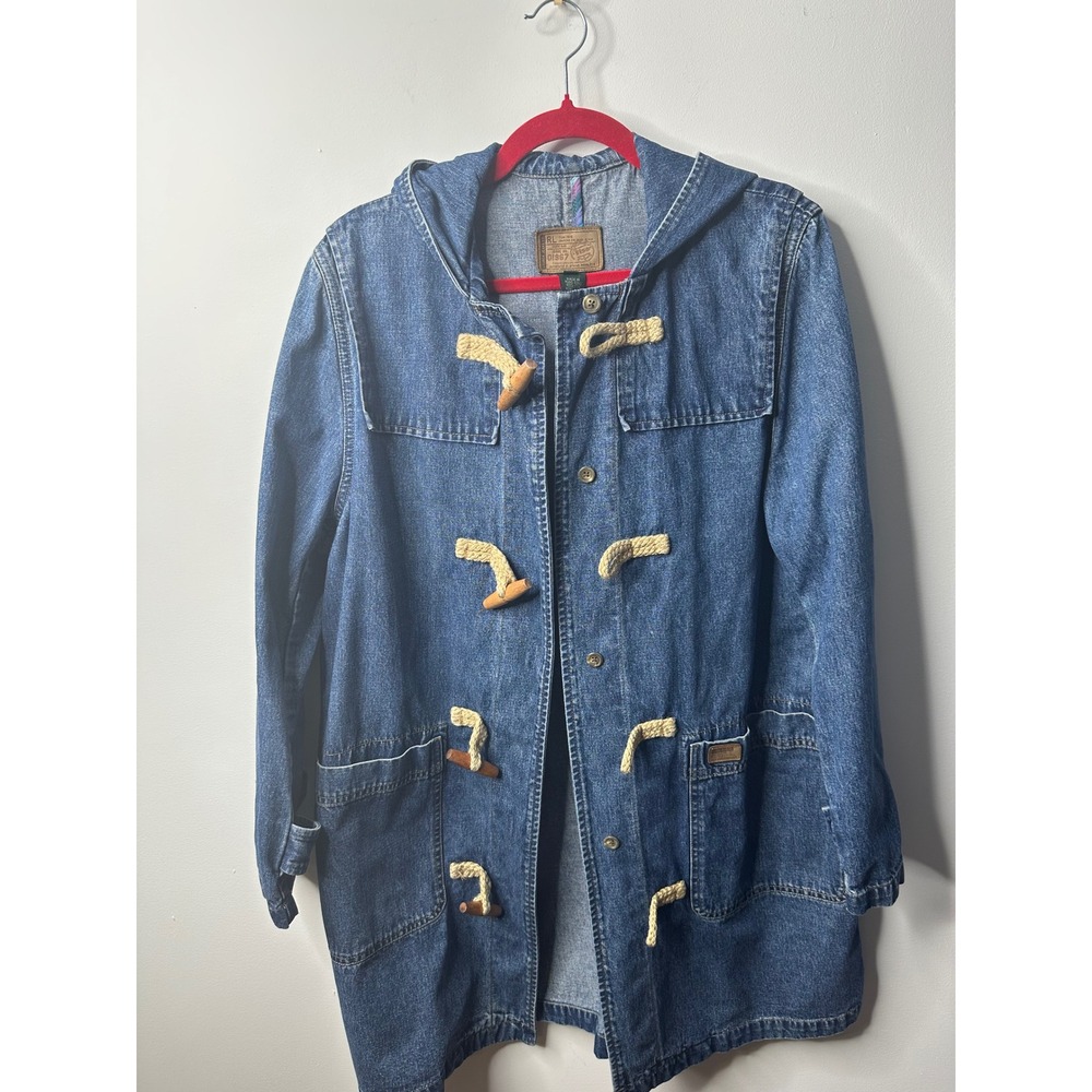 Lauren Jeans Co Ralph Lauren Denim Toggle Hooded Jacket Medium Wash Womens M